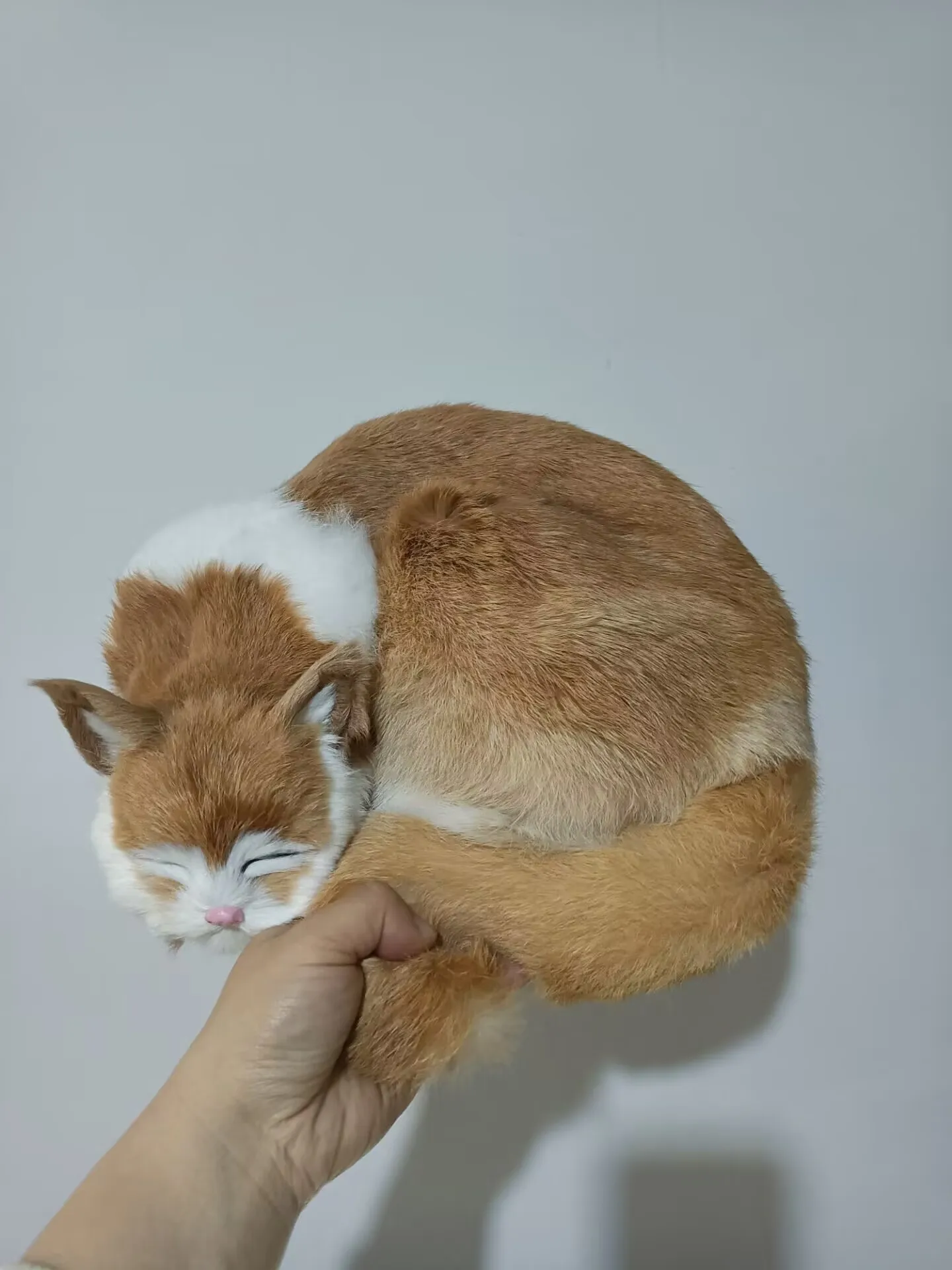 big simulation yellow cat model plastic&fur sleeping cat home decoration gift about 31x30cm d0568