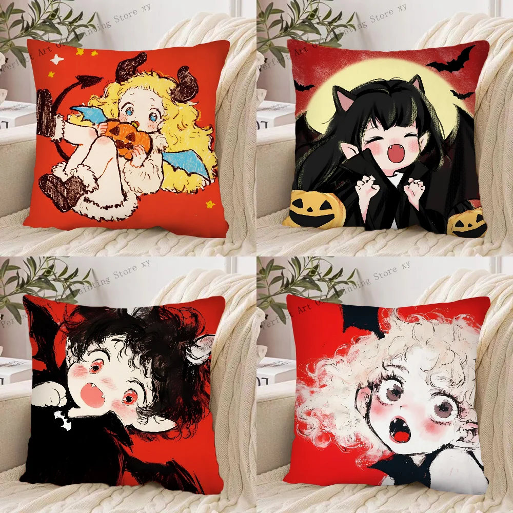 

1PC Cute Halloween Ghost Pillow Case Square Pillow Cushion Cover Bedroom Sofa Room Decoration Casual Pillow Cover