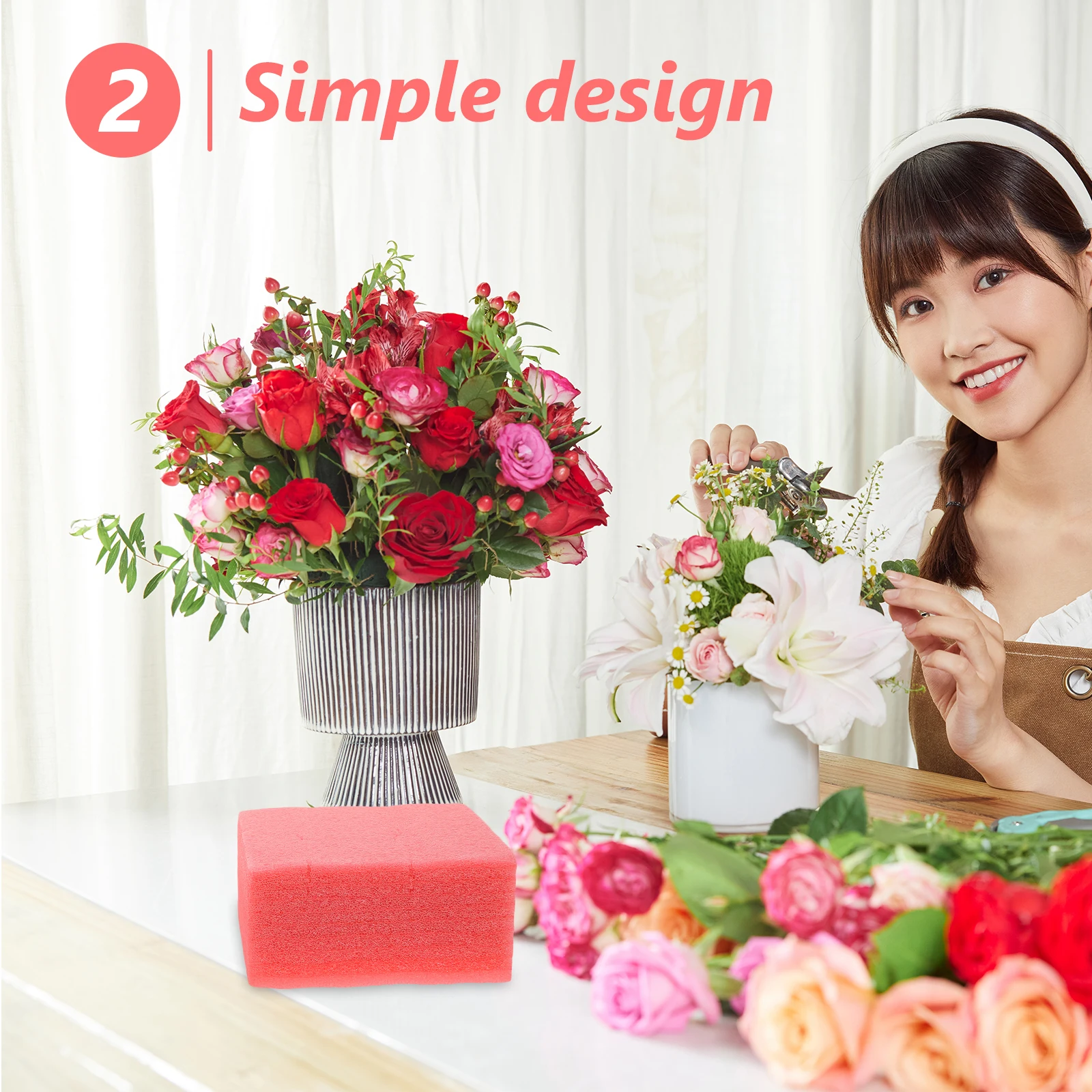 

2pcs Floral Blocks Multi-Use Arrangement Craft Block For Diy Wedding Flower Mud For Artificial Flowers Florist Supplies Packing