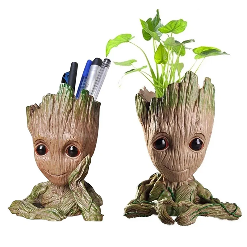 Home Decor Groot Sculpture Anime Figure Figurine Hero Statue Tree Man Ornaments Flower Pots Home Garden Home Office Pen Holder