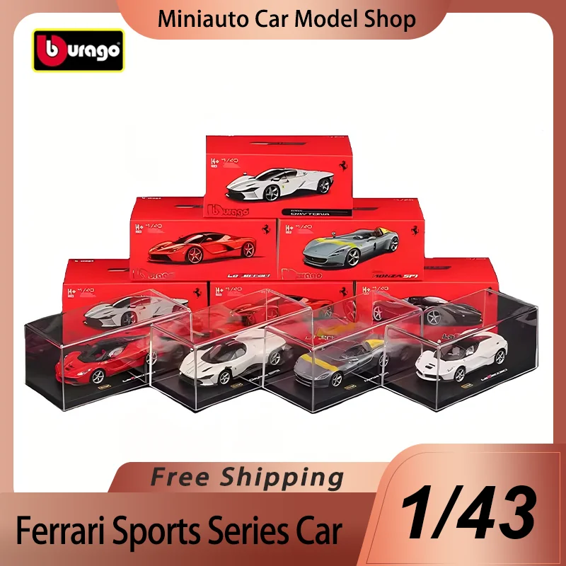 

В наличии Bburago 1:43 Ferrari, спортивный автомобиль из сплава, миниатюрная литая модель Daytona Sp3 Ferrari Fxx K Laferrari, игрушечный автомобиль, детский подарок