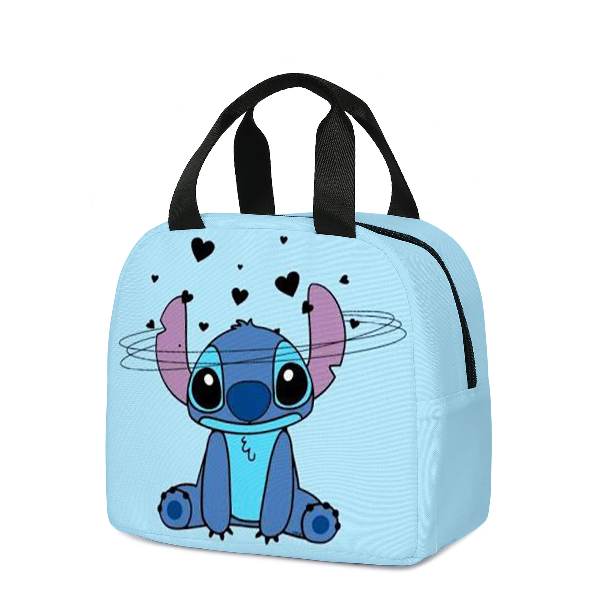 Genuine Disney Stitch Student Handheld Bento Bag Kawaii Stitch Insulation Bag Outdoor Double Layer Lunch Box Insulation Cold Bag