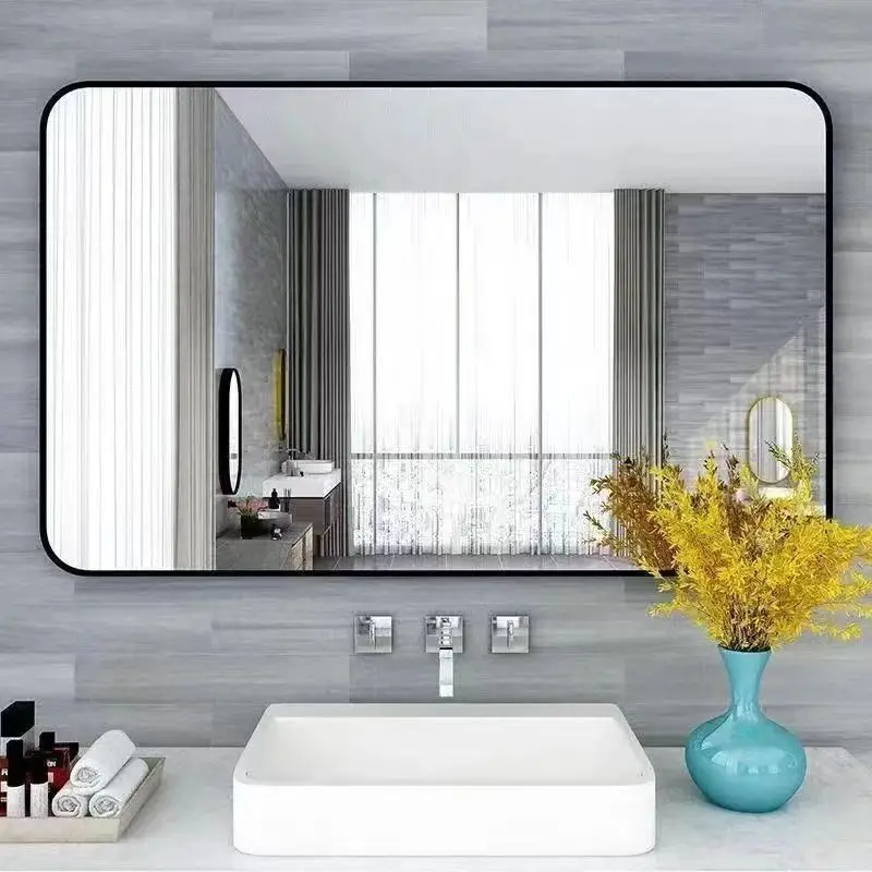 LUVODI Brushed Matte Black Metal Frame Wall Mirror Bathroom Living Room Entryway Full Length Dressing Mirror Horizontal Vertical