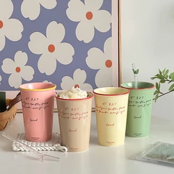 French Ceramic Coffee Mug 450ml Water Cup Vintage Paper Cup Letters Ceramic Hand Hold Tall Mug Coffee Cups Breakfast Juice Mugs