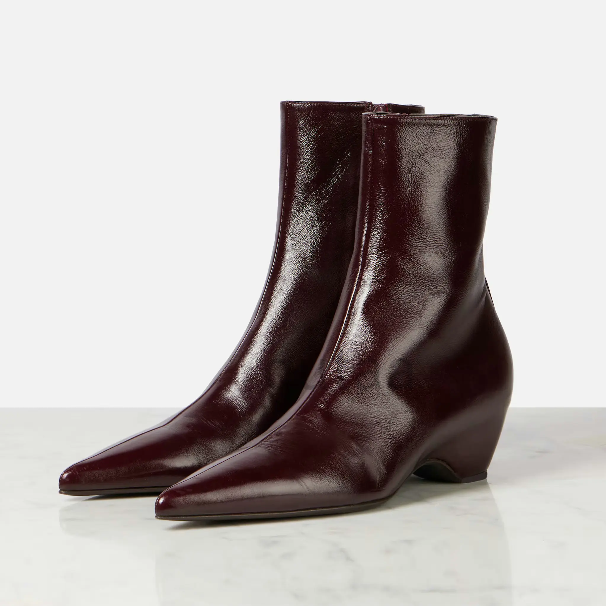 Stylish Women's Black Leather Ankle Boots with Wedge Heels