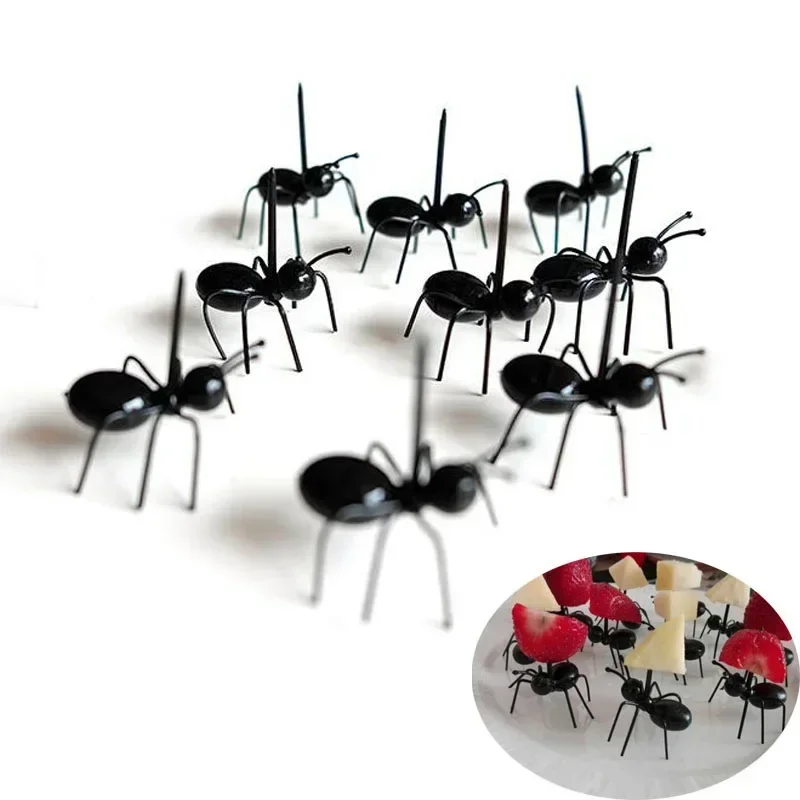 12pcs Ant Toothpick Convenient Fork  Moving Pastry  Party Series Fruit  Plastic    Table Decoration