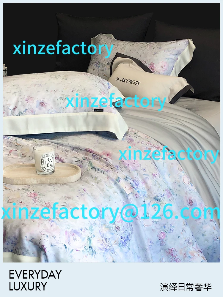 Funda de edredón de sábana fresca de verano de cuatro piezas de día de seda fina Dan Lyocell de seda condensable personalizable