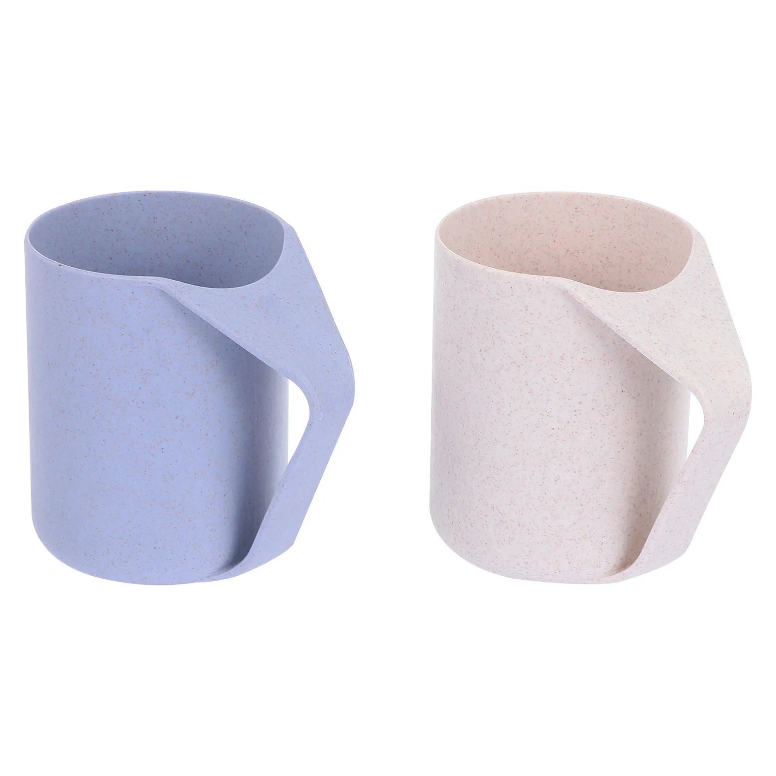 

2Pcs Stylish Household Toothbrush Cups Lightweight Wheat Straw Washing Cups Multipurpose Round Mouth Design for Travel Bathroom