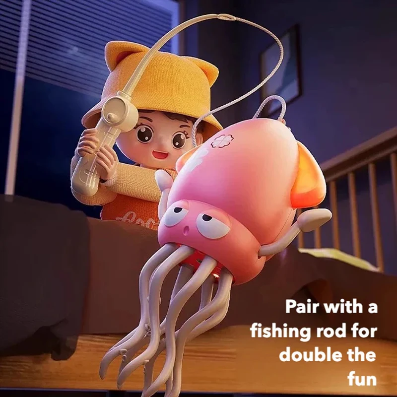 Juguete eléctrico de baile Wiggly Wonder Octopus, recargable por USB con luces LED y música, bonito juguete con Sensor, juguete de calamar con obstáculo automático