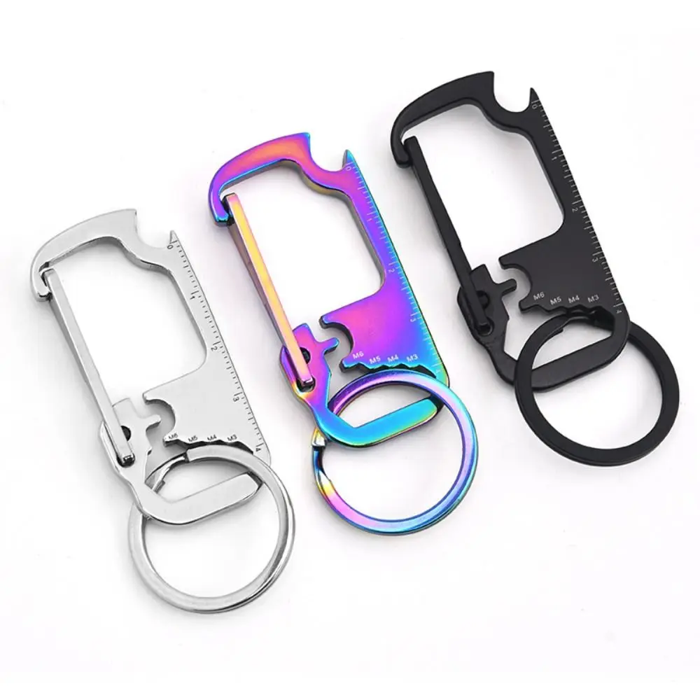 

New Multi Function Car Key Chain Fashion Hanging Pendant Bottle Opener Keychain Stainless Steel Key Holder Ruler Keychain Men