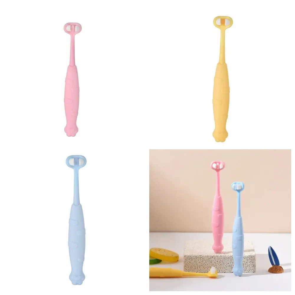 

Solid Color 3D Stereo Toothbrush Food Grade Soft Bristles Three-Sided Toothbrush Anti Slide Handle Tongue Scraper