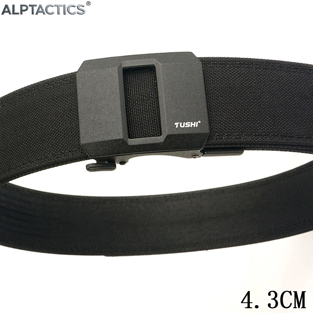 

Тактический ремень ALPTACTICS для мужчин, с металлической автоматической пряжкой, 4,3 см, нейлоновый, полицейский, военный, повседневный, для IPSC, мужской