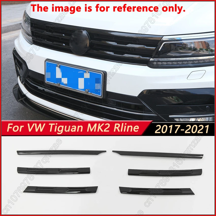 

Front Bumper Grille Center Grill Molding Cover Strip Trim Kits ABS Glossy Black For VW Volkswagen Tiguan MK2 Rline 2017-2021
