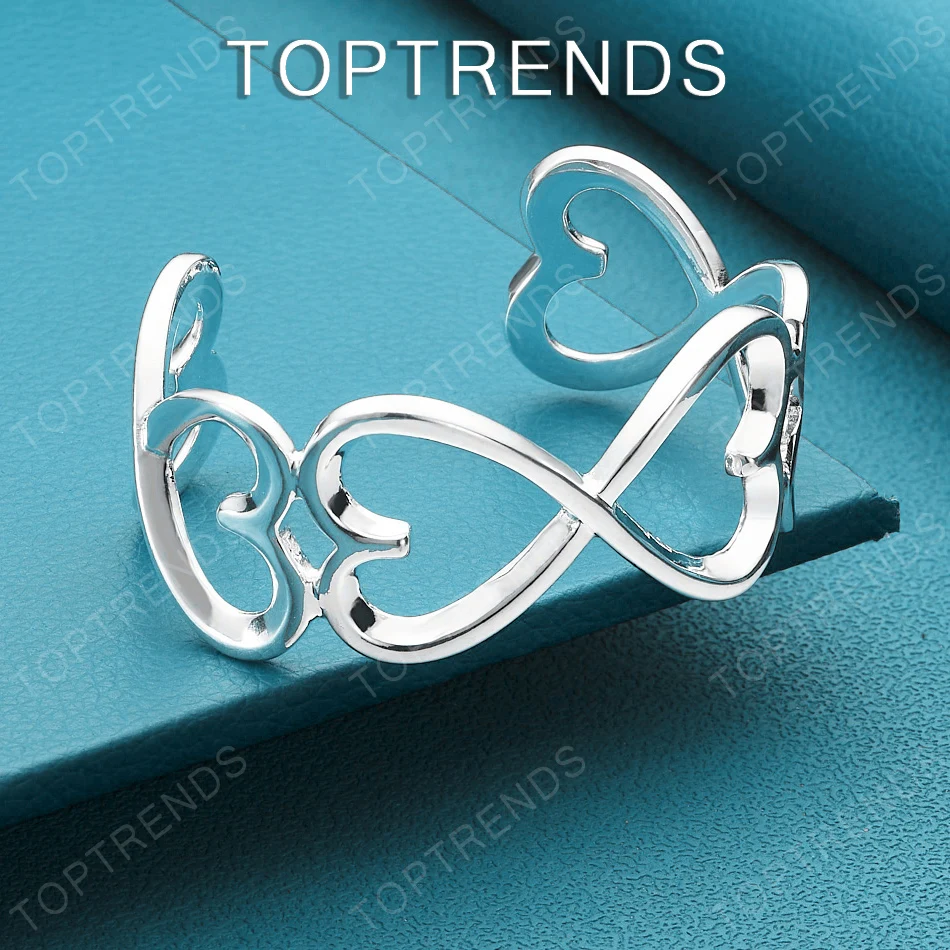 

Beautiful Charm 925 Sterling Silver Heart/Butterfly Open Bangle High-Quality Women Jewelry Engagement Party Gift Accessories