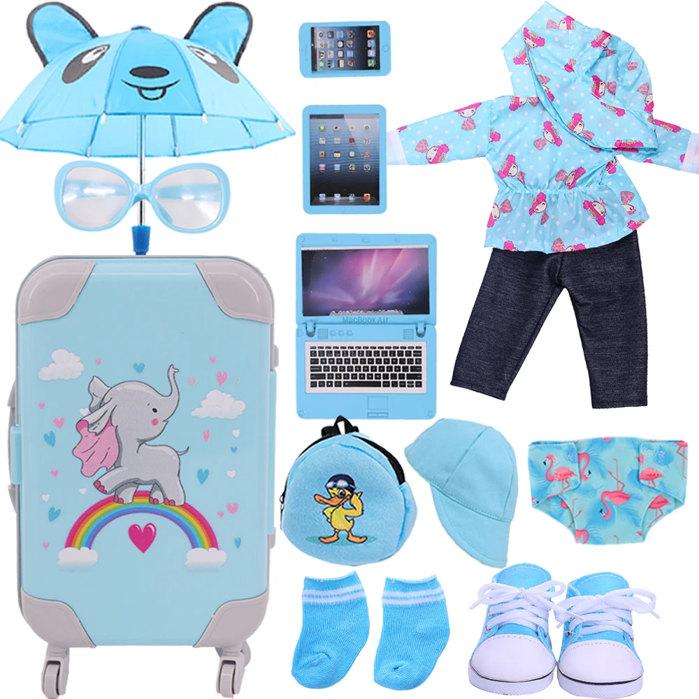 

Reborn Doll Clothes Shoes Suitcase Rain Accessories Fits 18 Inch American&43Cm Baby Newborn Our Generation Girl`s Toy DIY Gifts