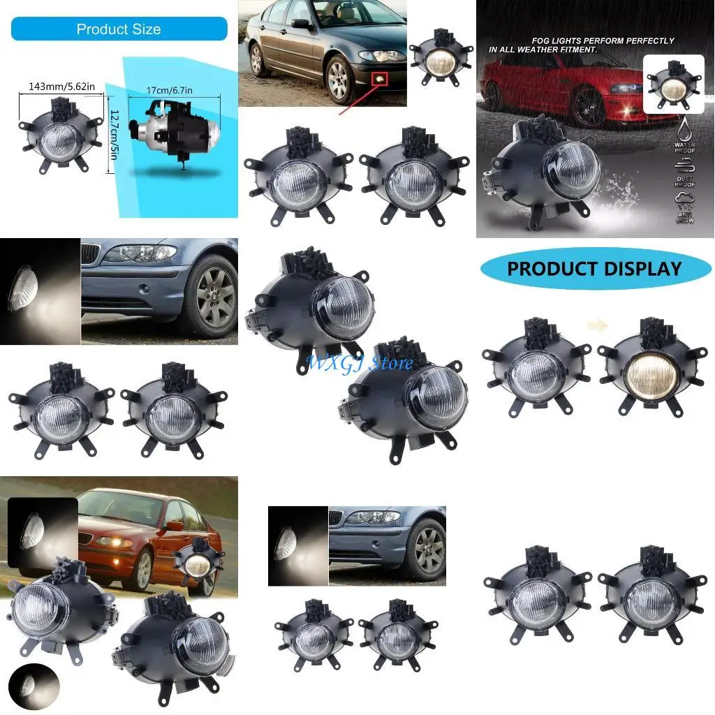 

37JE Automotive Accessory for E46 4DR 02-05 Car Front Bumper Fog Lights Cover 63176911007 Driving Lamp Case Shell