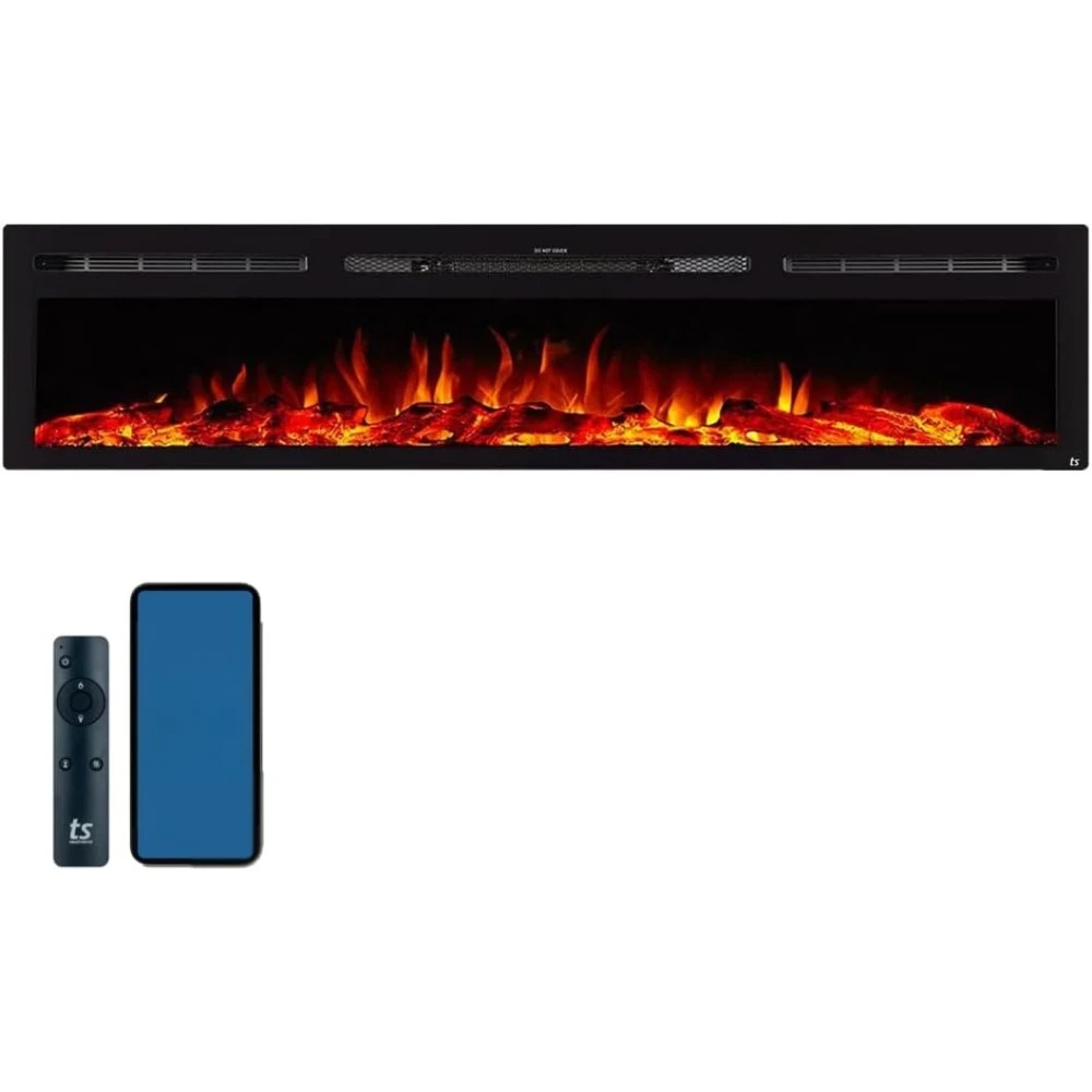 Smart Electric Fireplace, in Wall Recessed, 30 Realistic Ember Color/Flame Options-1500W Heater w/Thermostat -Alexa/WiFi Enabled