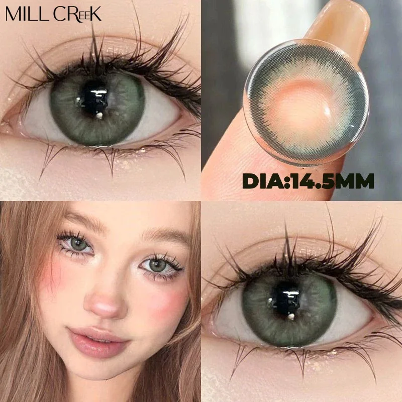 MILL CREEK 2PCS Green Contact Lenses with diopter for Eye Natural Beauty-health Colorld Lense Beauty Pupils Cosmetics Yearly Use