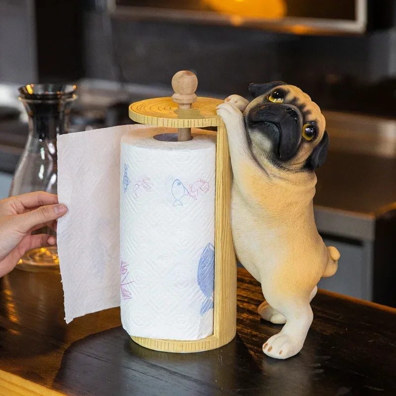 Creative Hole-Free Tissue Box Holder Vertical Napkin Holders for Kitchen & Restaurant Cute Dog Design Paper Rack