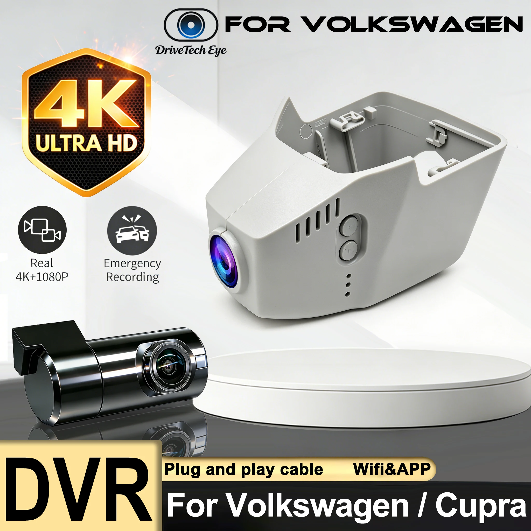 Plug and Play Dashcam 77mm For Volkswagen VW Taigo Passat B8 CC Allspace Seat Atlas Golf Arteon Sharan Magotan Dash Cam Car DVR