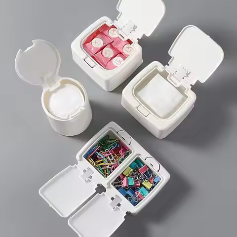 Pop Window Type Storage Box Cotton Swab Box Rectangular Double Grid Circular Storage Small Objects Hair Accessories Storage Box