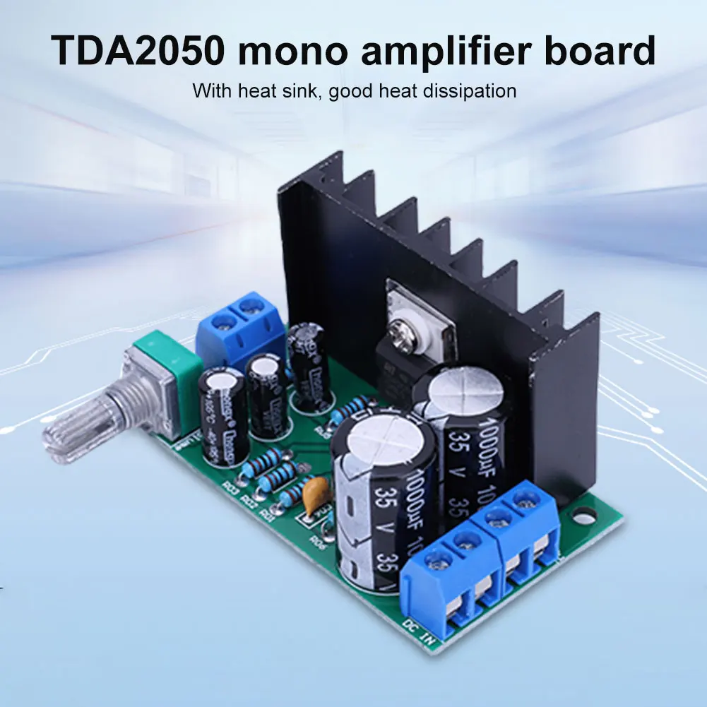 TDA2050 Stereo Amplifier Board 1-2A Audio Amplifier Output Module 10-100W Stereo Power Amplifier 1-Channel DC/AC 12-24V