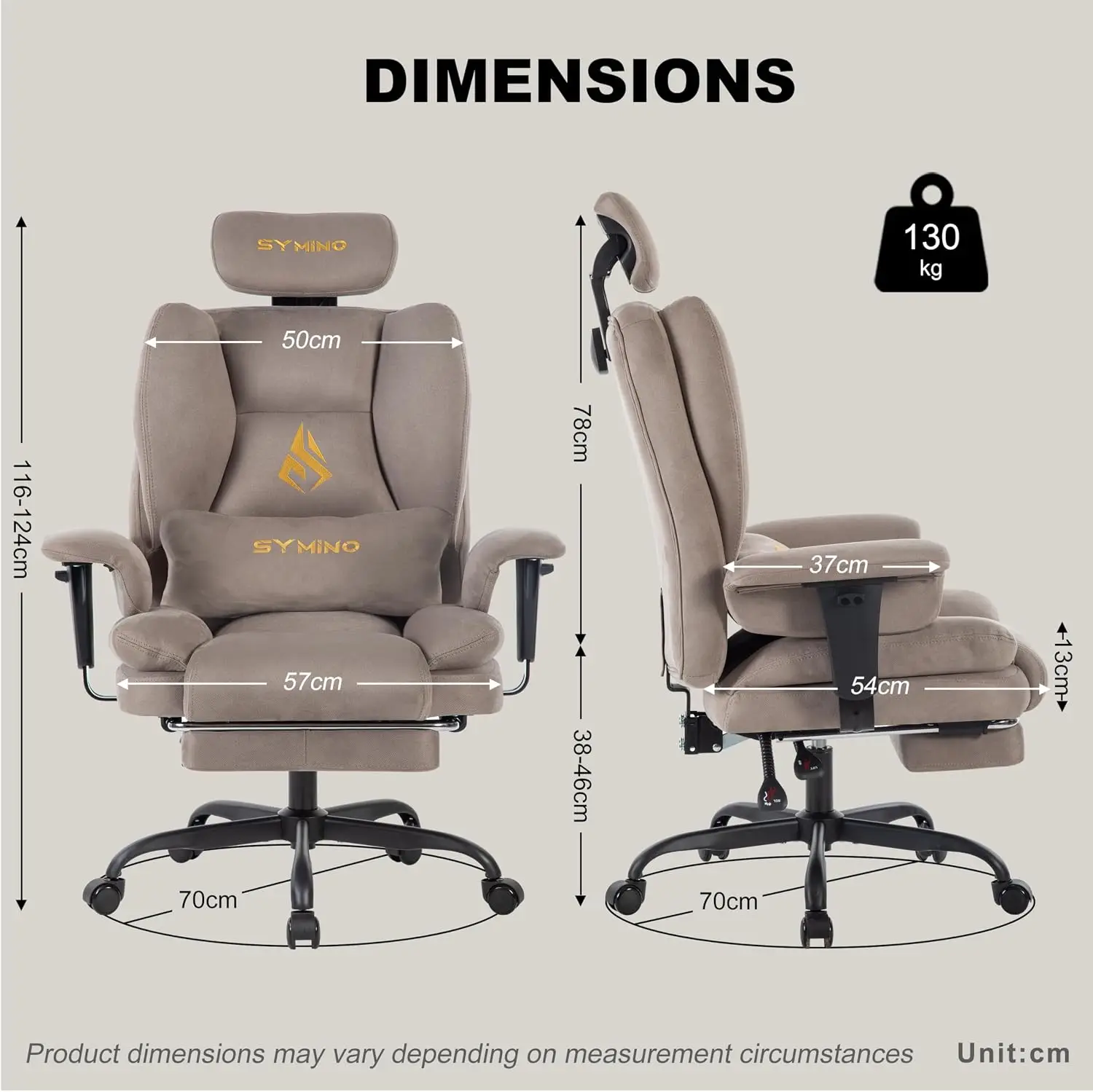 Gaming Chair with Foot Rest, Unique Up/Down Armrests, Twill Fabric Ergonomic High Back Chair, 150° Recline Solid Color Computer view 3