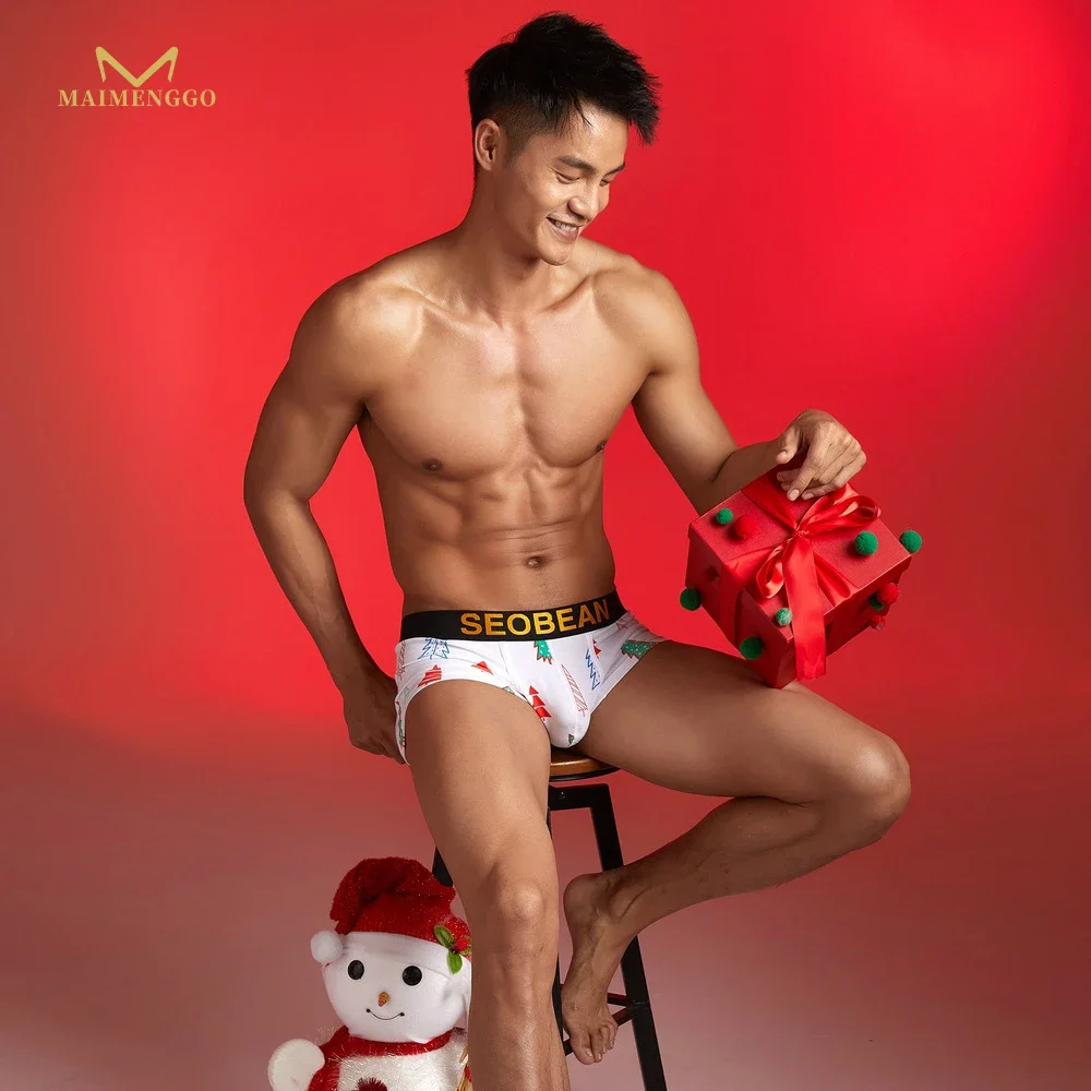 Christmas boxers Christmas theme men's underwear fashion sexy cotton underwear Sexy Underpants 2025 Happy New Years