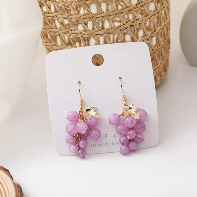 

EVISPOL Sweet Grape Pendant Earrings for Women Fashion Cute and Unique Design Fresh Creative Fruit Hoop Earrings Jewelry