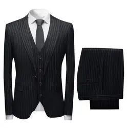 Men's Suit Stripe 3 Pieces  (Jacket Vest Pants)Party Tuxedo Groom Business Tuxedos men suits wedding prom suits