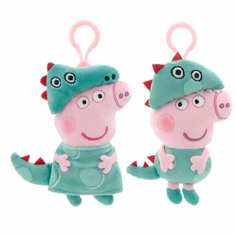 Genuino 13cm Peppa Pig George Pig peluche Kawaii llavero de muñeca cerdo decoración de la habitación del hogar vacaciones cumpleaños niños juguete para regalo