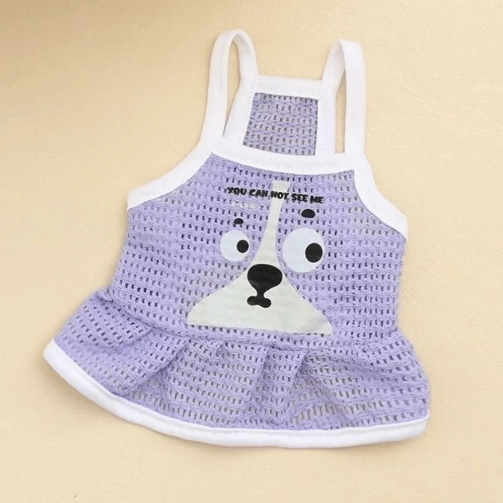 

Ice Silk Cooling Dog Vest Breathable Lightweight Pet Summer Skirt Cute Pig Dog Pattern Hollow Design Mesh Puppy Vests Daily Wear