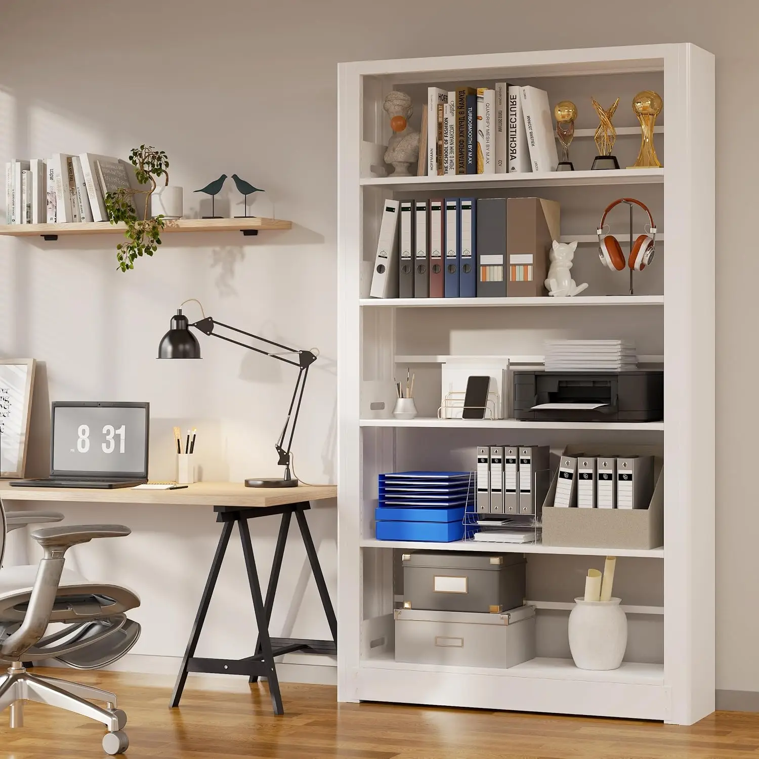 Metal White Bookshelf, 69