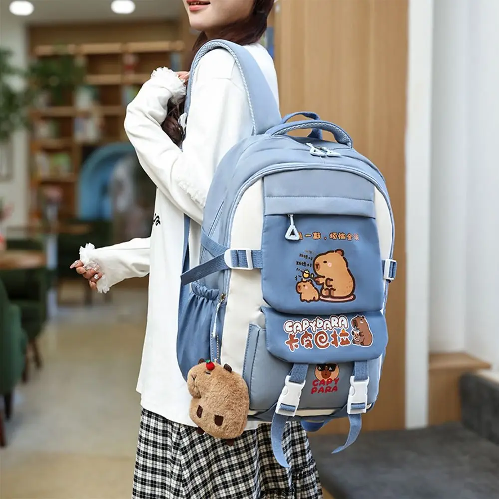 Comfortable Nylon Capybara Backpack Capybara Lightweight Schoolbag Large Capacity Alleviate Burden Children's Backpack Students