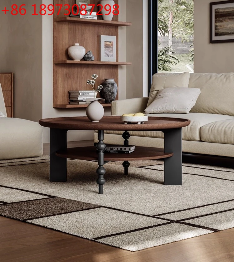 

Italian minimalist solid wood coffee table living room home medieval art high-end round tea table