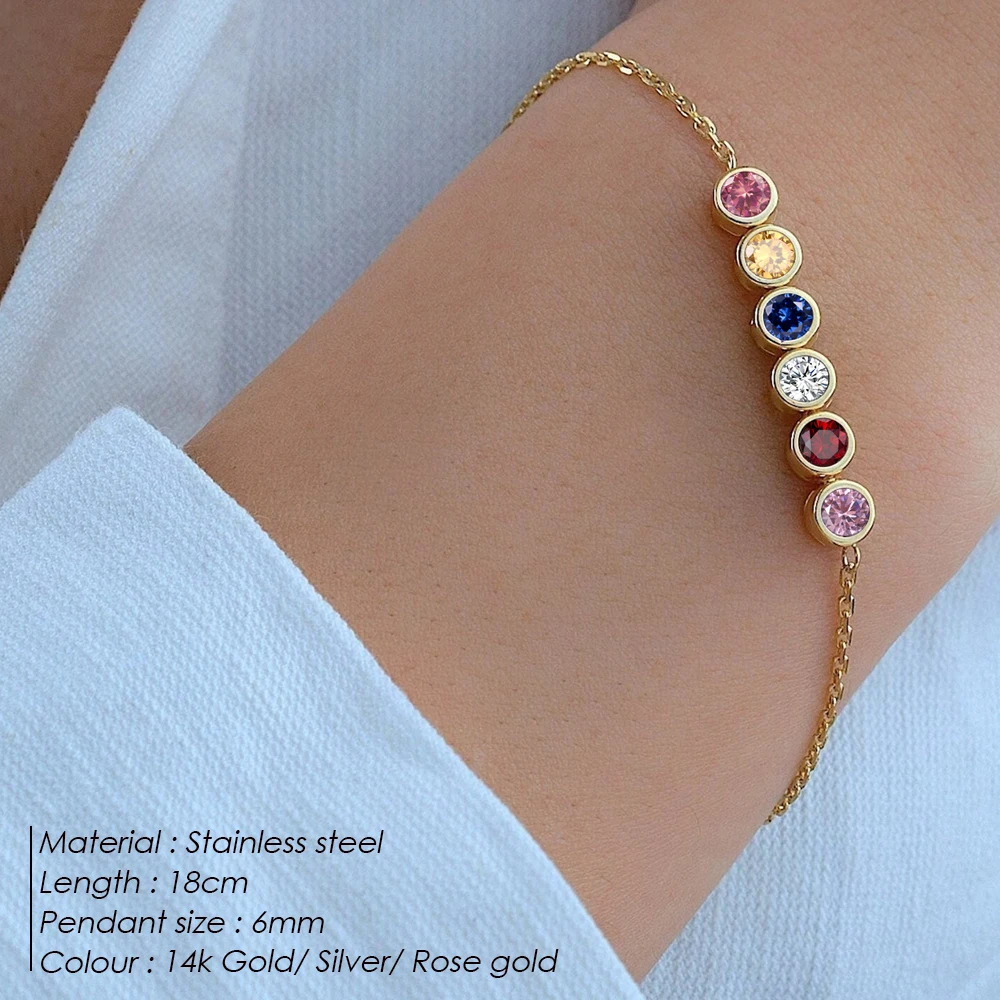 eManco DIY Birthstone Bracelet 12 Zodiac Sign Charm Zircon Personalized Matching Bracelet Couple Party Gift