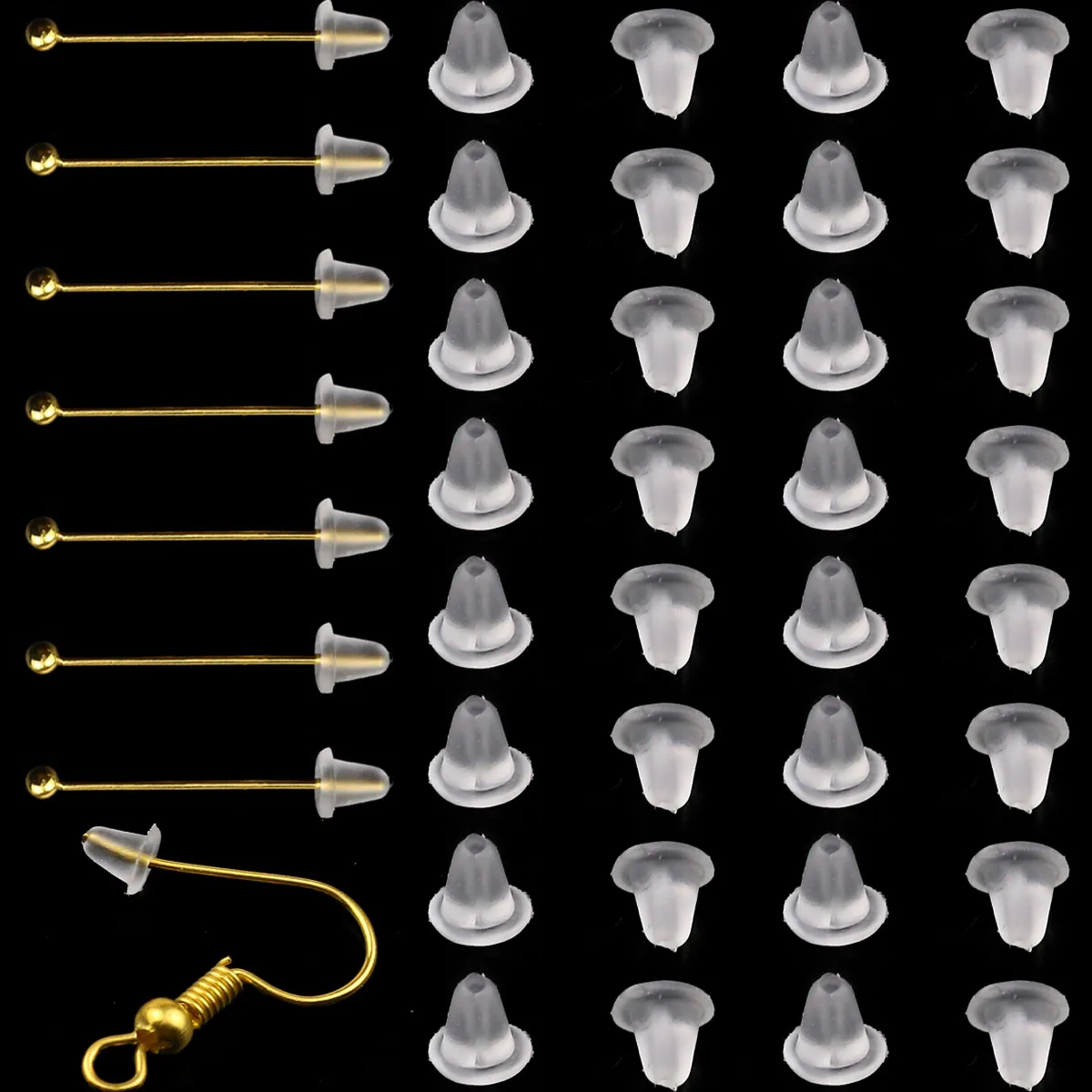 شفافة سيليكون الأذن المقابس القرط قبعات مواد صنع المجوهرات 3.5 × 4 مللي متر 500 قطعة للأقراط اليدوية DIY بها بنفسك اكسسوارات