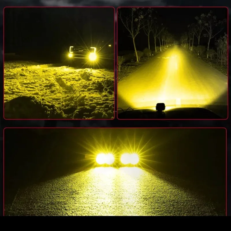 Pair 40W 3inch Amber LED Cube Pods Front Bumper Hidden Grille Mount Hood Ditch Pods Offroad Driving FOG Truck ATV RZR