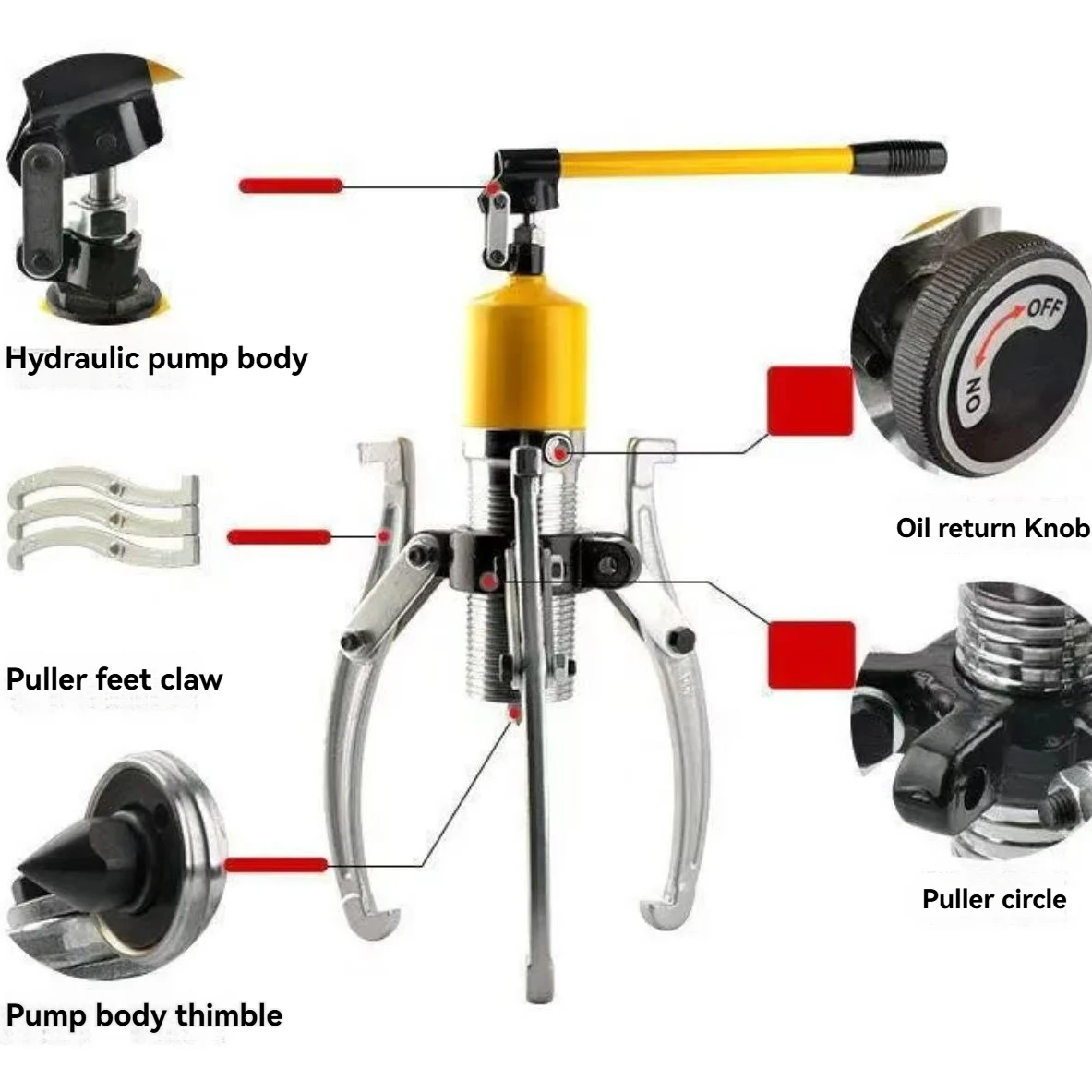Hydraulic Gear Puller 5T Hydraulic Puller  3 Jaws Bearing Hub Separator Separator Tool For Pulling Hubs, Flanges, Gears