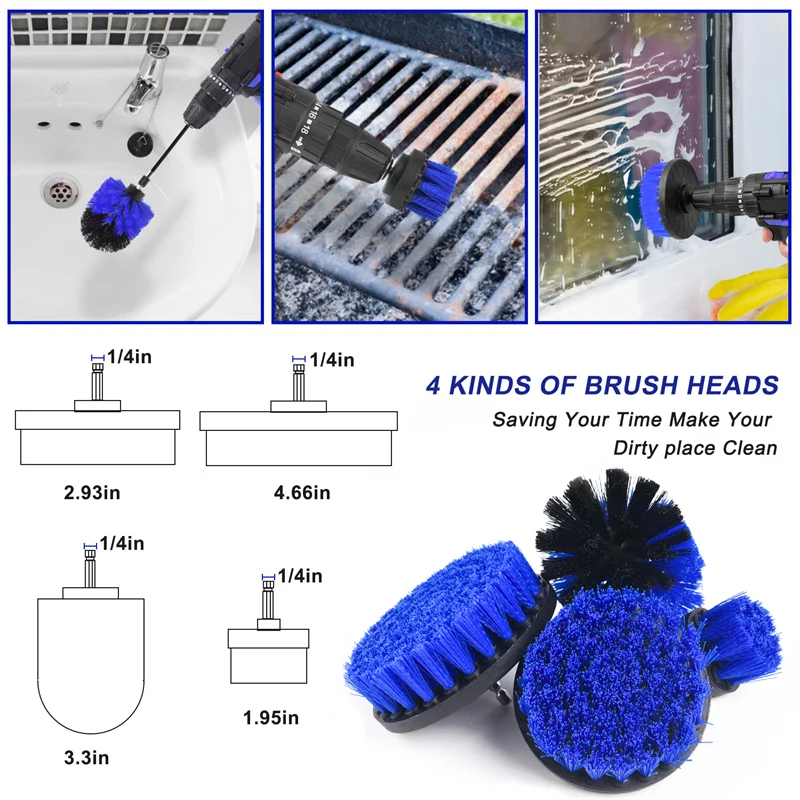 Drill Brush Attachment Set Car Detailing Brush for Car Cleaning Dashboard Air Outlet Wheel Brush Dirt Dust Clean Car Beauty Tool