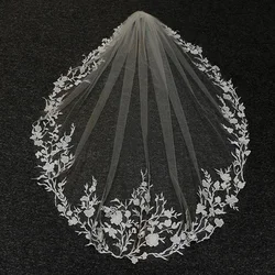Elegant Lace Wedding Veil 1Meters Long One Layer White Ivory Bridal Veil with Comb Wedding Accessories
