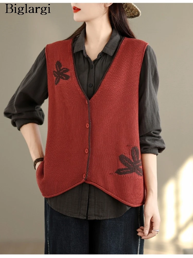 

Oversized Autumn Winter sleeveless Vests Coat Women Floral Embroidery Fashion Ladies Vests Jackets Casual Loose Woman Coats
