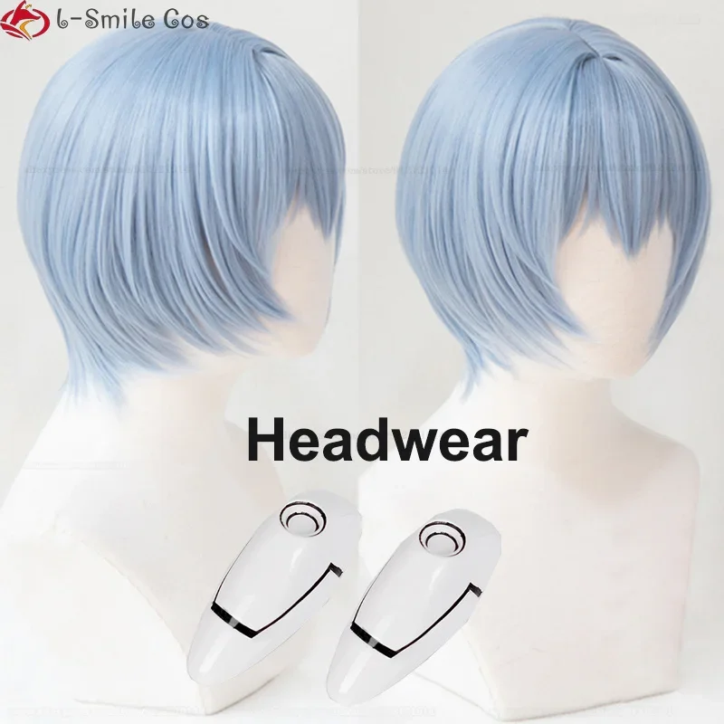 Anime Rei Ayanami Cosplay Wig EVA Rei Ayanami Cosplay Short Blue Hair Heat Resistant Halloween Party Woman Cute Wigs + Wig Cap