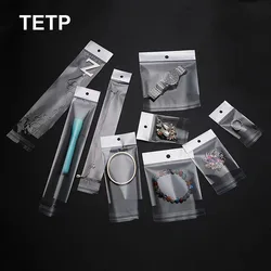 TETP 400Pcs Transparent Self Adhesive Bag With Hang Hole For Necklace Earring Bracelet Makeup Brush Packaging Display Wholesale