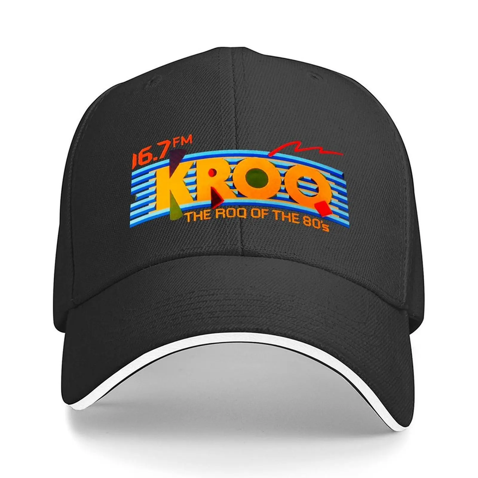 

KROQ 106.7 1980s Los Angeles new wave alternative rock radio station Baseball Cap Luxury Brand Big Size Hat Designer Man Women's