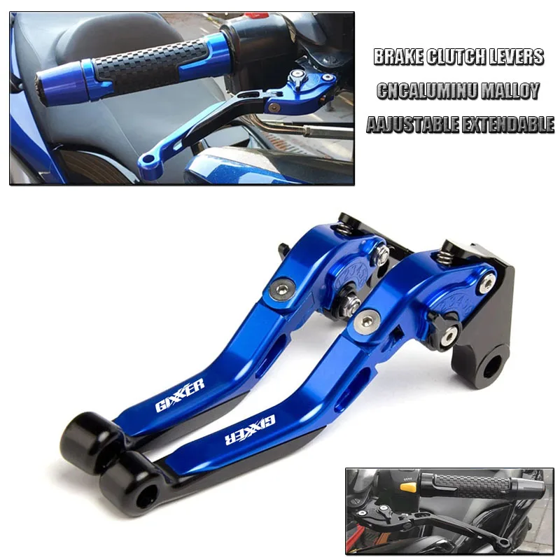 Motorcycle CNC Adjustable Brake Clutch Lever Folding Handle Hand Grips Set For GIXXER 250 SF 250SF 150 125 2020-2023