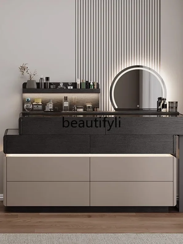 

01A Italian minimalist chest cabinet solid wood bedroom bedside cabinet against the wall light luxury porch storage cabinet