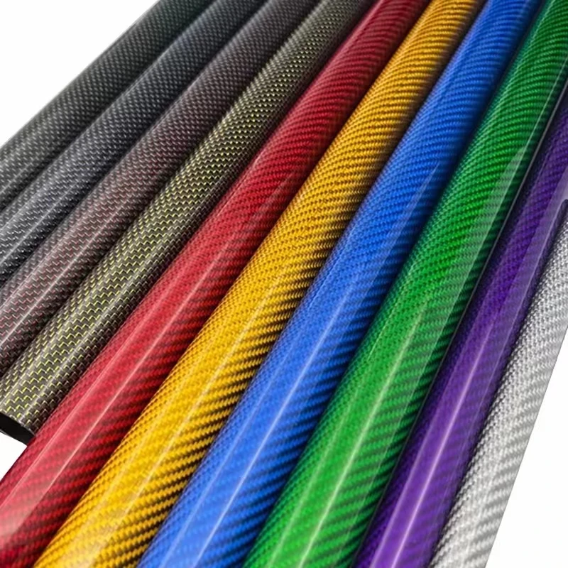 3K Color Carbon Fiber Tube 2PCS Length 500MM Outer 7mm 9mm 11mm 13mm 15mm Wall Thickness:1mm Red Purple Green Blue Yellow Silver