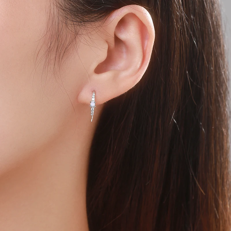 Modian 925 Sterling Silver U Shape Exquisite Blue Opal Simple Stud Earrings Fashion Rose Gold Color Jewelry For Women Gifts