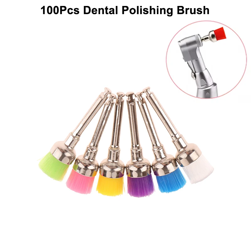 

100Pcs/box Dental Multicolour Prophy Brushes Bowl Shaped Polishing Polisher Disposable Used For Stain Removal And Polish
